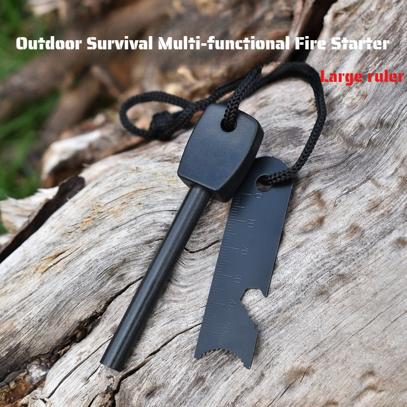 Magnesium Fire Starter - Ahşap Saplı Açık Hava Hayatta Kalma