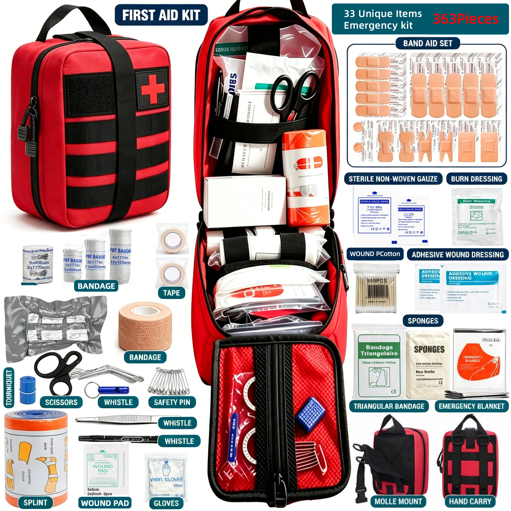 Bivy Bag Emergency - 363 parçalı Taşınabilir İlk Yardım Çantası