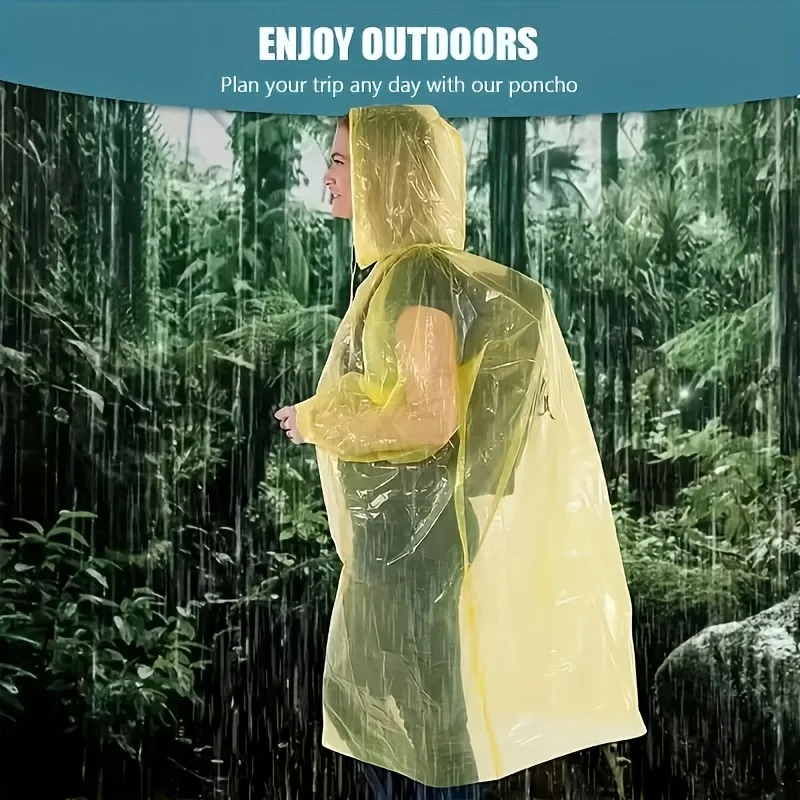 Emergency Poncho Rain - 5/10 adet tek kullanımlık su geçirmez
