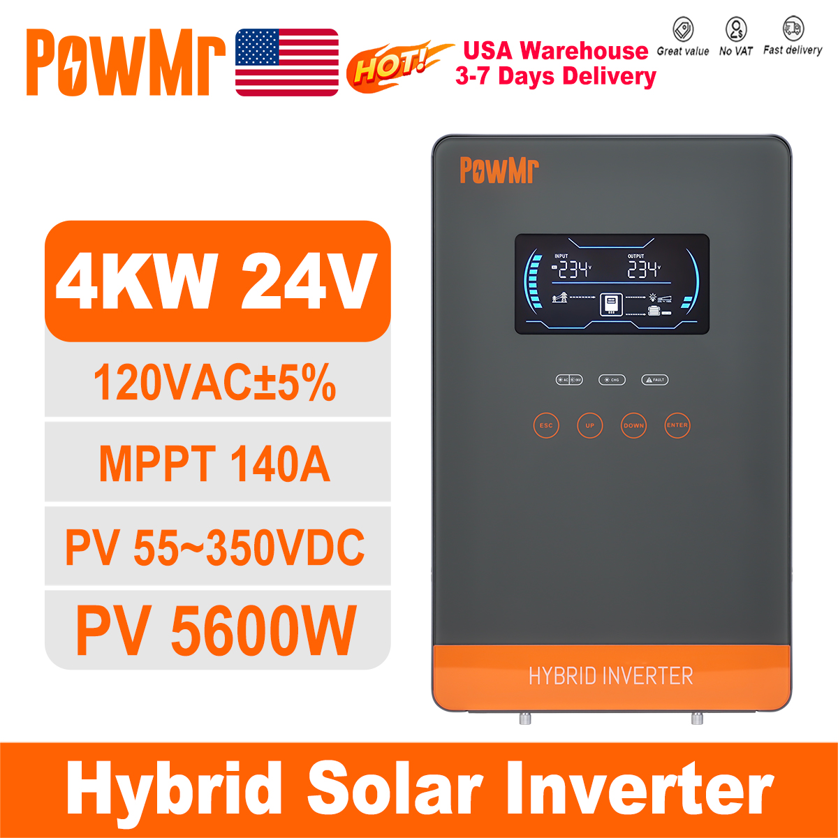 Solar Emergency Charger - PowMr USA 4000W 24V Hibrit Güneş