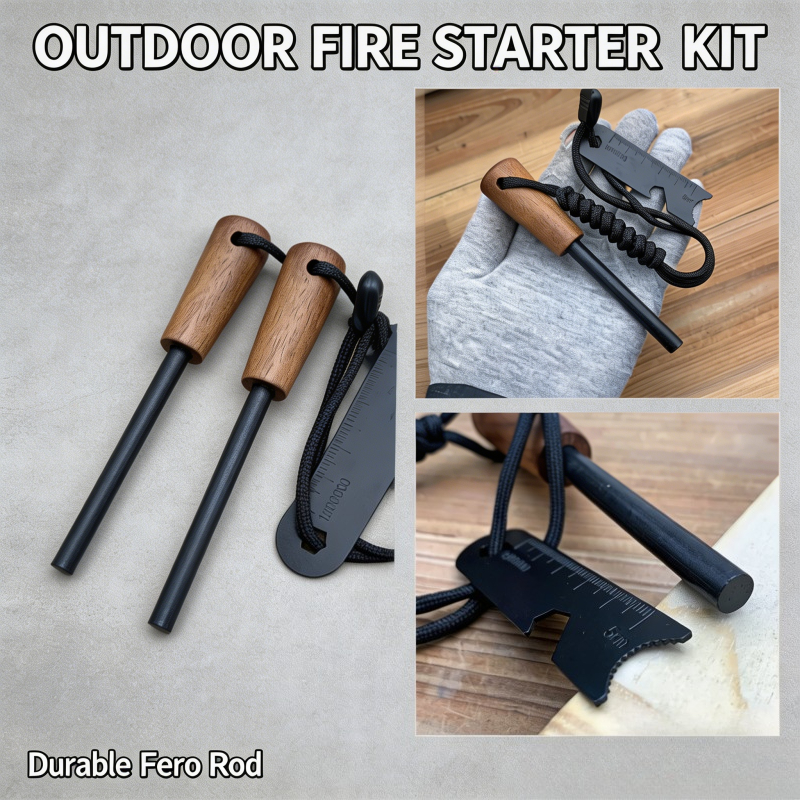 Magnesium Fire Starter - 2'si 1 Arada Bushcraft Magnezyum Ateş