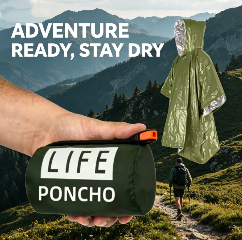 Emergency Poncho Rain - 3'ü 1 Arada Termal Acil Durum
