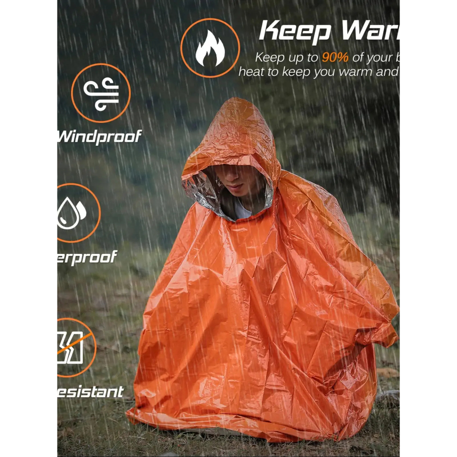 Emergency Poncho Rain - Acil Yağmur Panço Termal Battaniye Panço