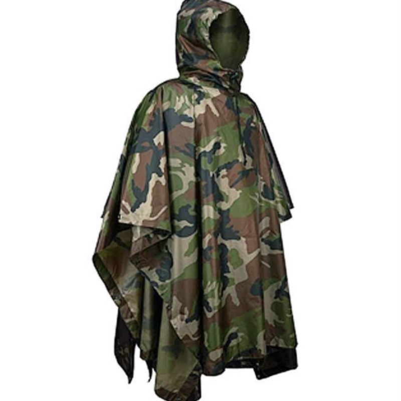 Emergency Poncho Rain - PVC/PU Kamuflaj Taktik Yağmurluk Taşınabilir Katlanır