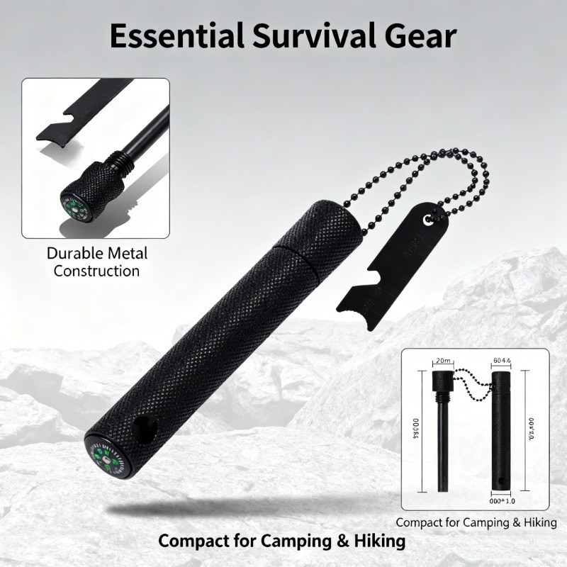 Magnesium Fire Starter - Pusulalı Magnezyum Çubuk - Su Geçirmez