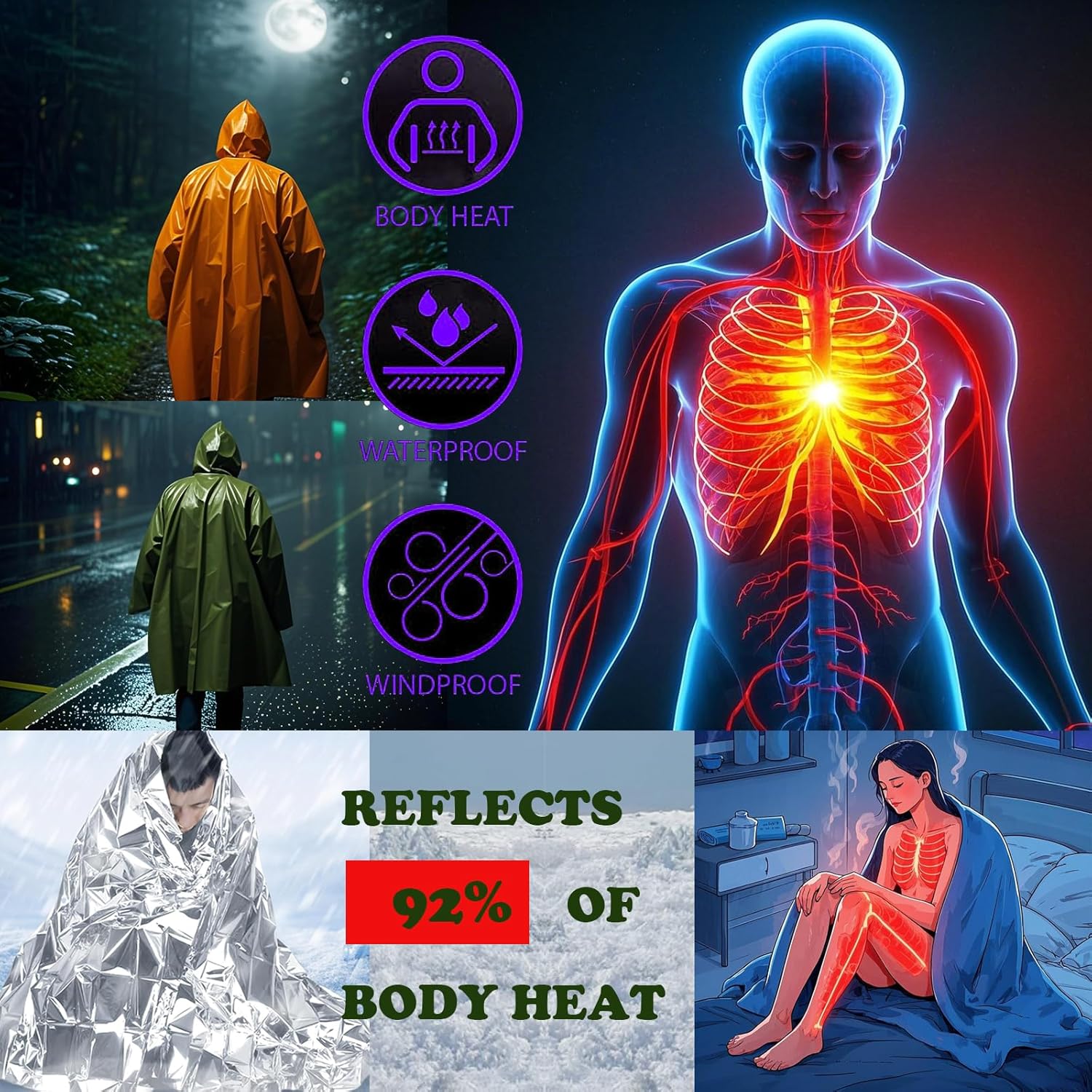 Kamp Yağmurluğu Su Geçirmez Ha - Survival Blanket Reflective incelemesi ve fiyatı