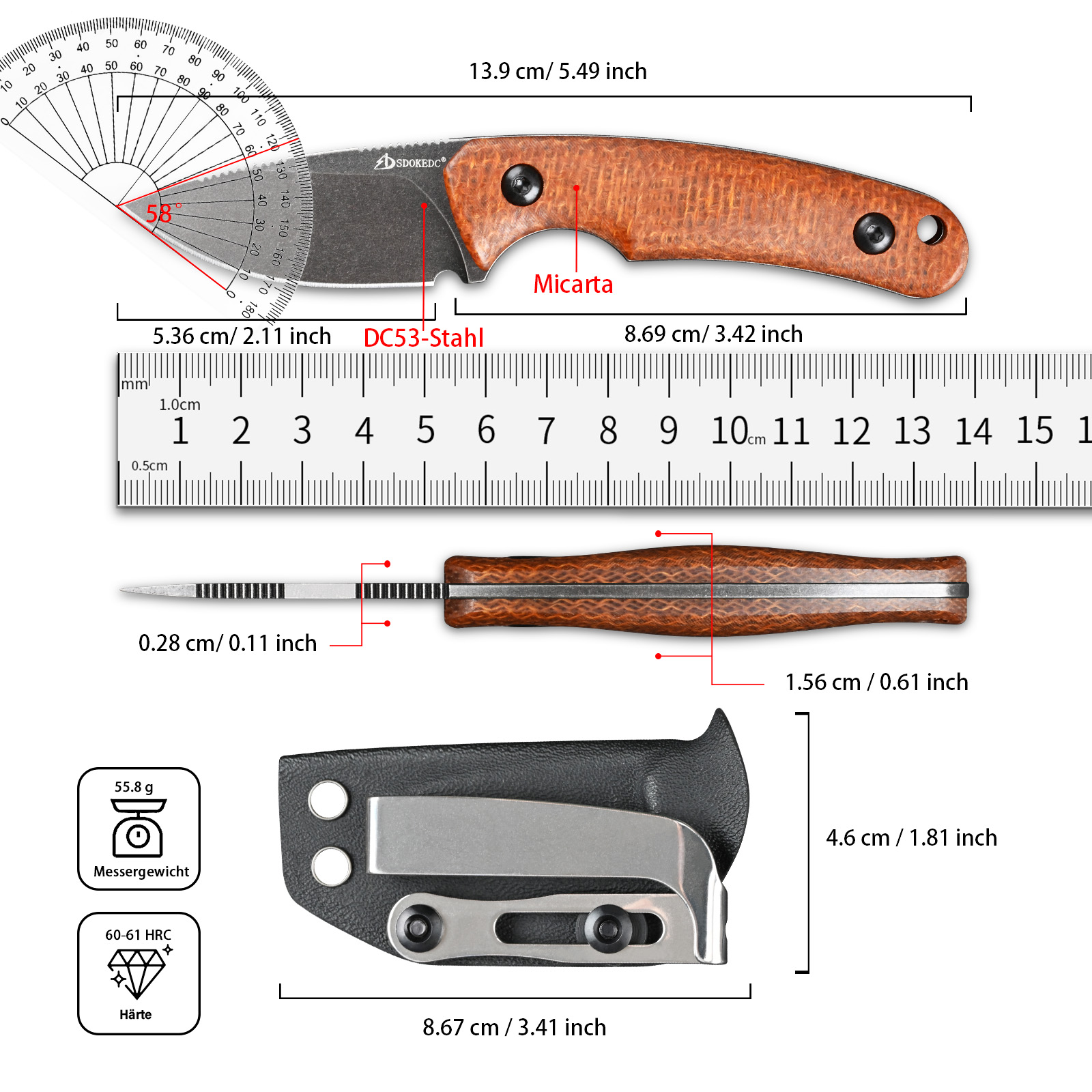 Premium SDOKEDC DC53 Çelik EDC - Bushcraft Knife Fixed incelemesi ve fiyatı