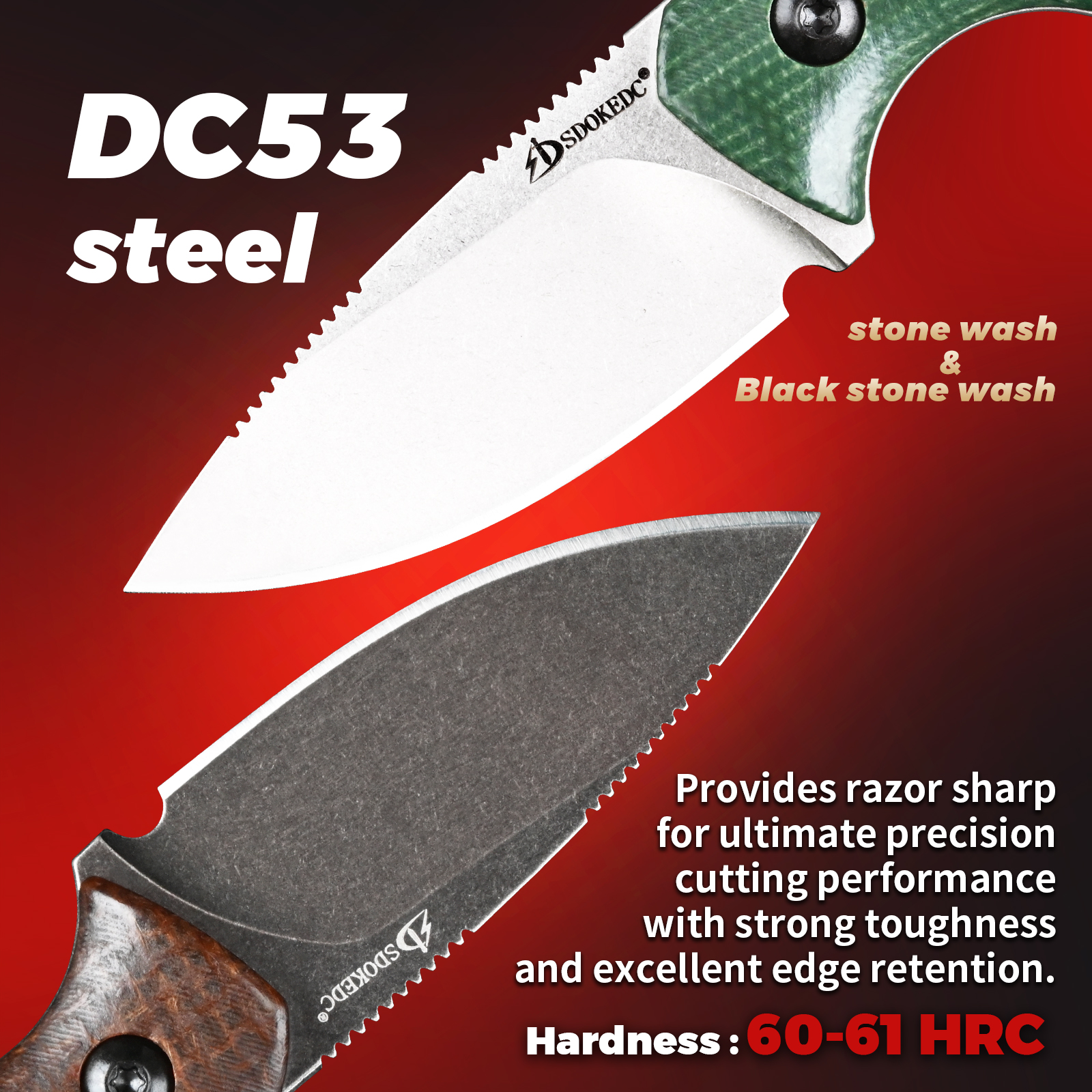 Premium SDOKEDC DC53 Çelik EDC - Bushcraft Knife Fixed incelemesi ve fiyatı